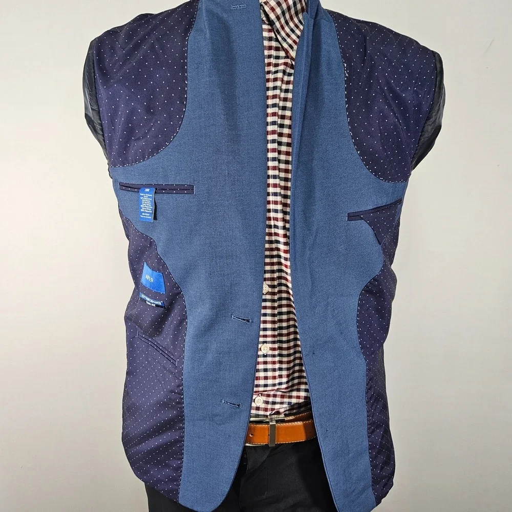 APT.9 Men's Two Button Sport Coat Blazer‎ Navy Polyester Blend Premier Flex 38R